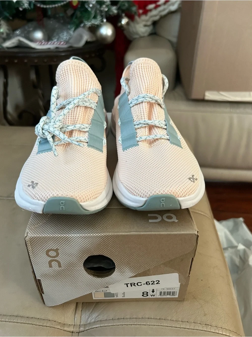 On Women's Cloudnova Lightweight Sneaker in Blush Pink and Seafoam